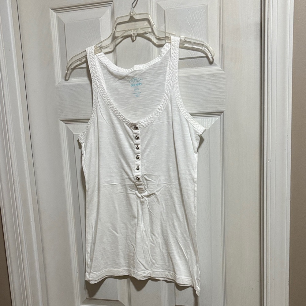 Old Navy White Tank Top with Button Detail